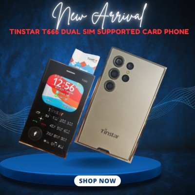Tinstar T666 Dual sim supported Card phone Golden color_img_6