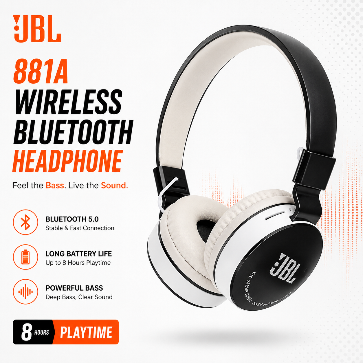 JBL 881A Wireless Bluetooth Headphone – Over-Ear Stereo Headset with Deep Bass, TF Card, FM Radio, AUX, Built-in Mic & Comfortable Cushion Design_img_1