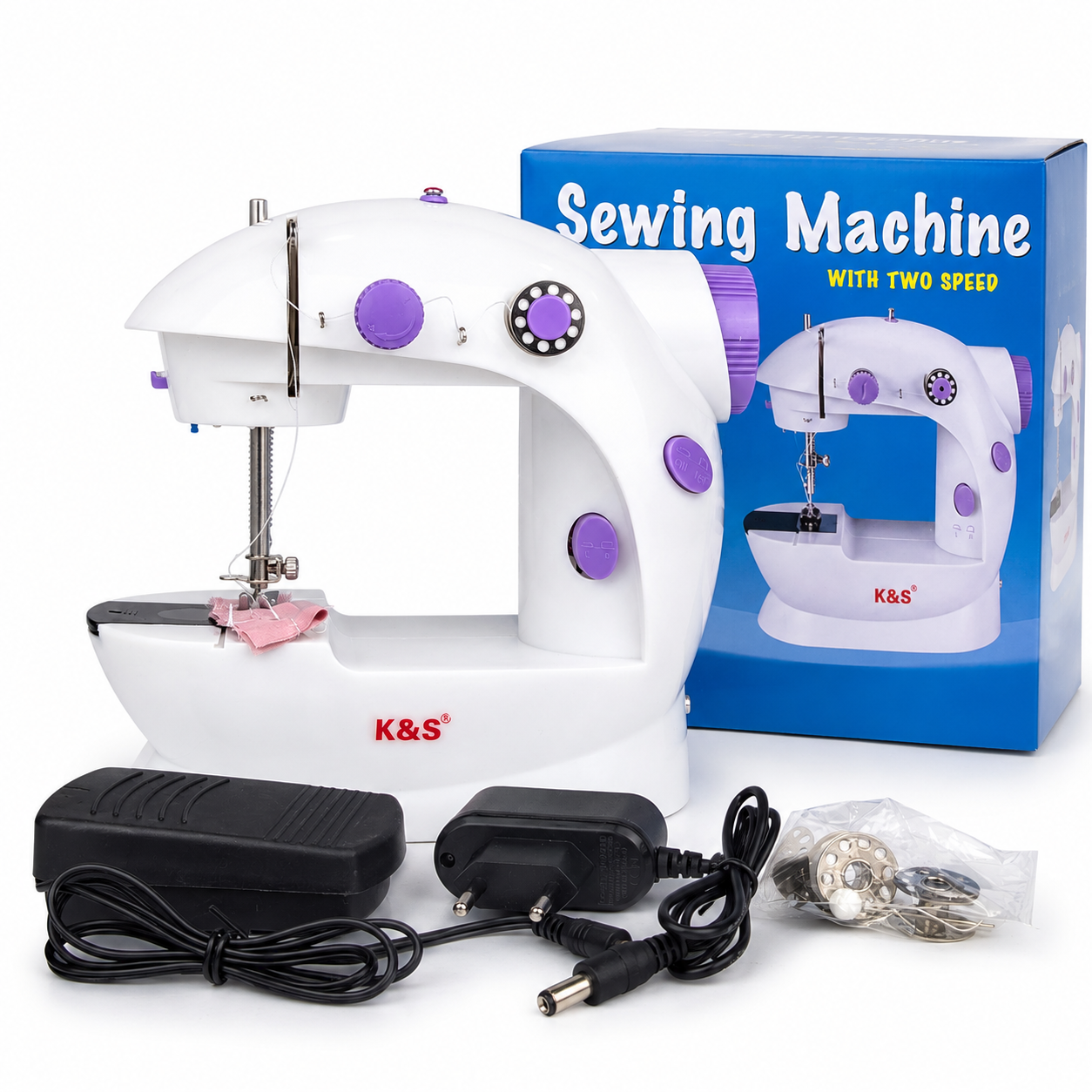 Portable Sewing Machine MLSM-202 – Double Speed Compact Electric Sewing Machine with LED Light, Foot Pedal, Built-in Cutter & Dual Thread System for Home Use_img_3