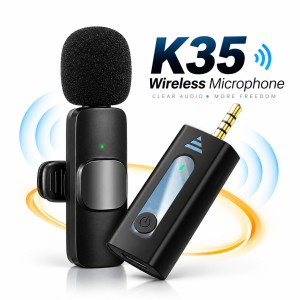 K35 Wireless Collar Lavalier Microphone – 2.4GHz Clip-On Mic with 20M Range, 3.5mm Aux Receiver, 5H Battery & Plug-and-Play for Vlogging, Interviews, YouTube & Live Streaming_img_0