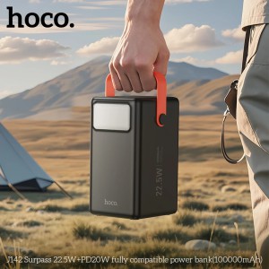 HOCO J142 100,000mAh Power Bank – 22.5W & PD 20W Fast Charging Portable Power Station with Built-in LED Desk Lamp & Multi-Port Outputs_img_0