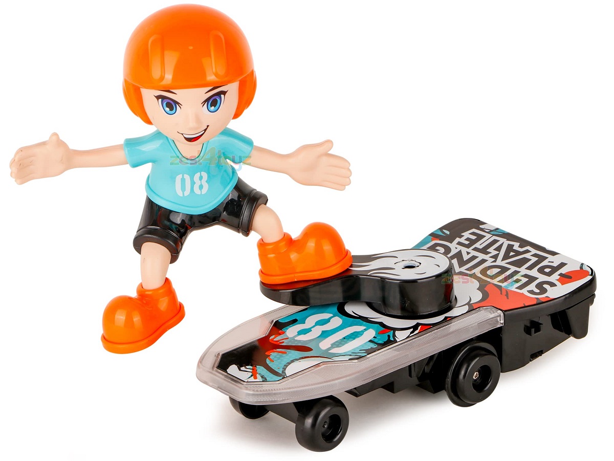 Sliding Plate Electronic Stunt Skateboard Boy Toy – Musical Action Figure with Dynamic Light Effects, 360° Stunt Movement, Battery Operated Safe Plastic Interactive Toy for Kids Age 3+_img_2