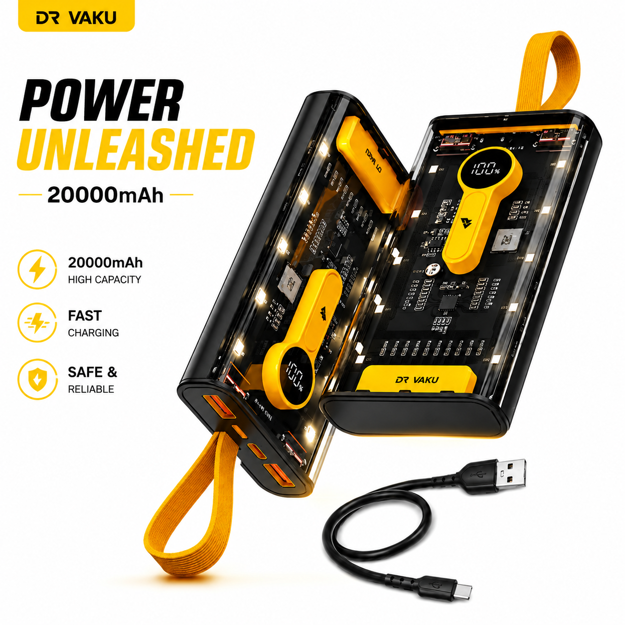 Transparent 66W High-Speed Power Bank 20000mAh – PD 22W Fast Charging Portable Charger with Digital LED Display & Multi-Device Support_img_1