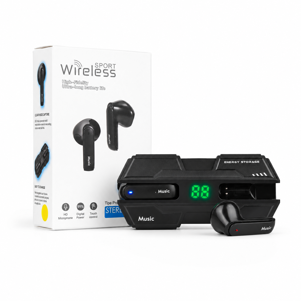 K8 Sport True Wireless Earbuds – In-Ear Bluetooth Earphones with Deep Bass, Touch Control, LED Digital Display & Secure Fit for Gym & Sports_img_4