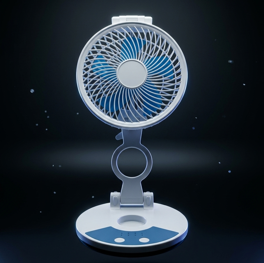 ZT Rechargeable Folding Desktop Fan with Integrated LED Light – Portable Foldable Pocket Cooling Fan with Adjustable Speed, USB Charging & Silent Operation_img_2