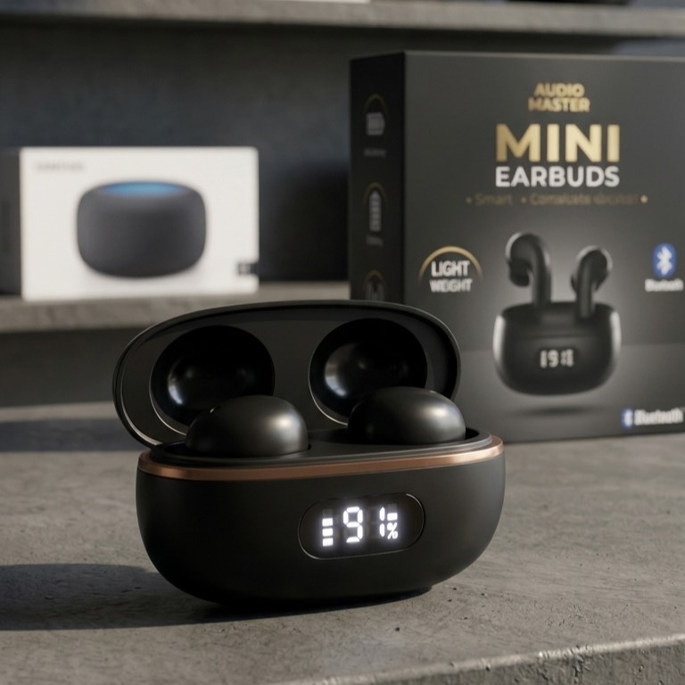 HnB Y17 Mini True Wireless Earbuds – Ultra-Compact In-Ear TWS with Matte Black Finish, Digital LED Battery Display & 20H Playtime_img_3