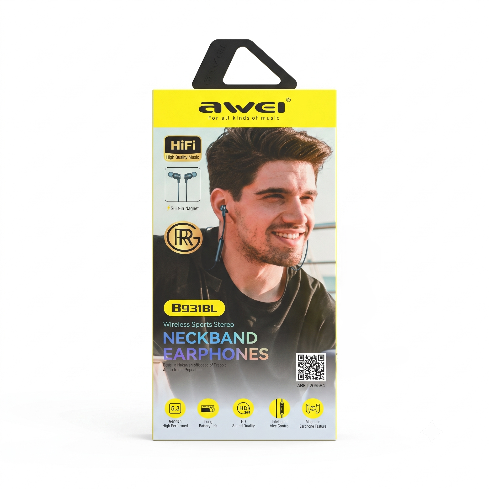 Awei B931BL Wireless Sports Neckband Earphone – Bluetooth 5.3 Headset with HiFi Stereo Sound, Deep Bass, 200mAh Battery & In-line Wire Control_img_3