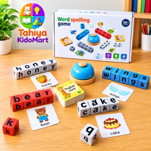 Interactive Word Spelling Game with Desk Bell and Letter Blocks (Word Spelling Game Educational Toy Set)_img_0