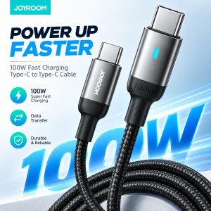 Joyroom Ultimate Audio & Power Combo – JR-EC07 Metal Half In-Ear Type-C Wired Earphones & S-CC100A10 100W Fast Charging Type-C to Type-C Nylon Cable (1M)_img_0