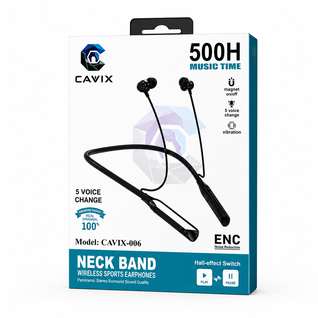 CAVIX-006 Wireless Neckband Earphone – Bluetooth Headset with 500H Music Time, Magic Voice Changer, Vibration Alert, Auto Pause/Play Magnetic Design & HD Sound_img_3