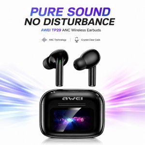 Awei TP29ANC AI Translation & ANC Wireless Earbuds – Bluetooth 6.0 Real-Time Translator Earphones with 147 Languages, 10mm Driver & LCD Touch Screen_img_0