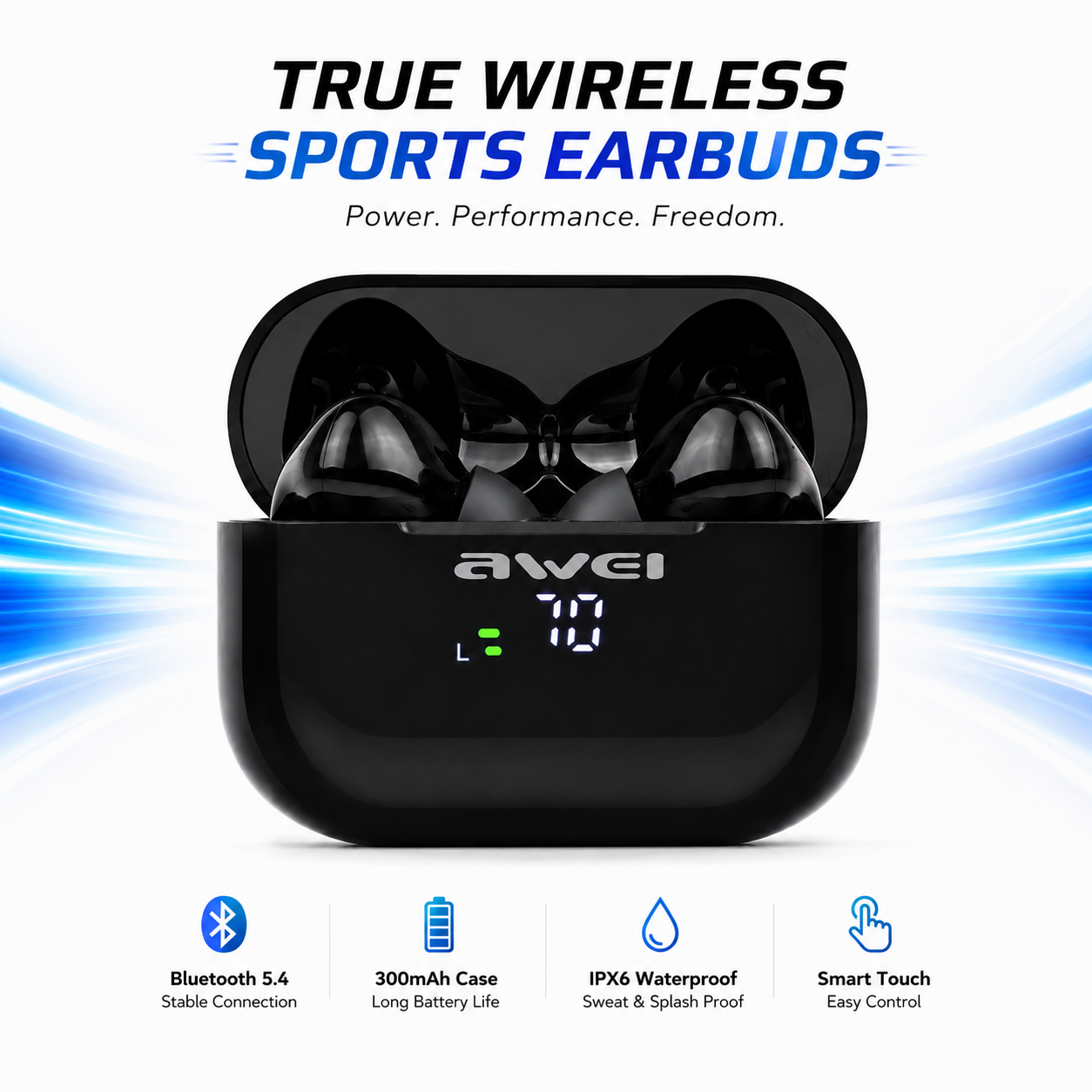 Awei T29P ANC Gaming True Wireless Earbuds – Bluetooth 6.0 Low Latency Earphones with Active Noise Cancellation, LED Charging Display & IPX6 Waterproof_img_1