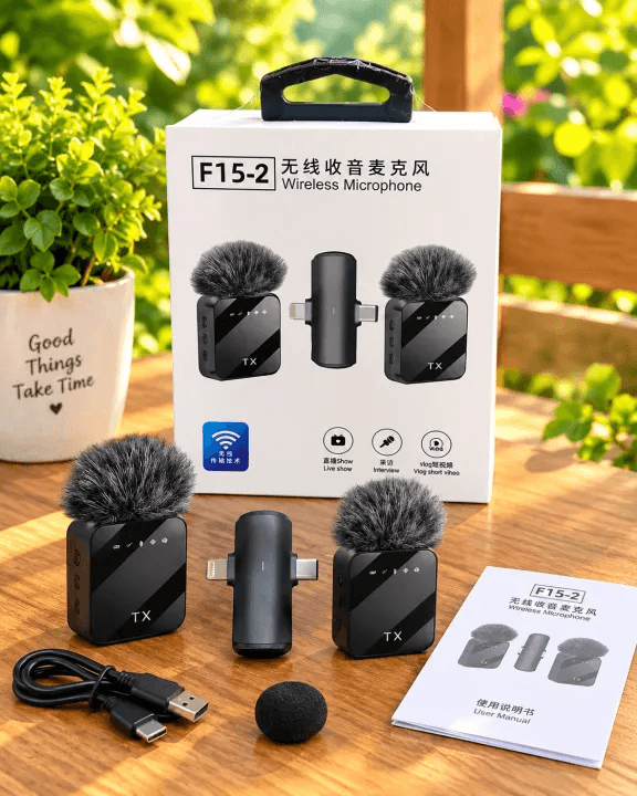 F15-2 2-in-1 Wireless Lavalier Microphone (Type-C + iPhone)