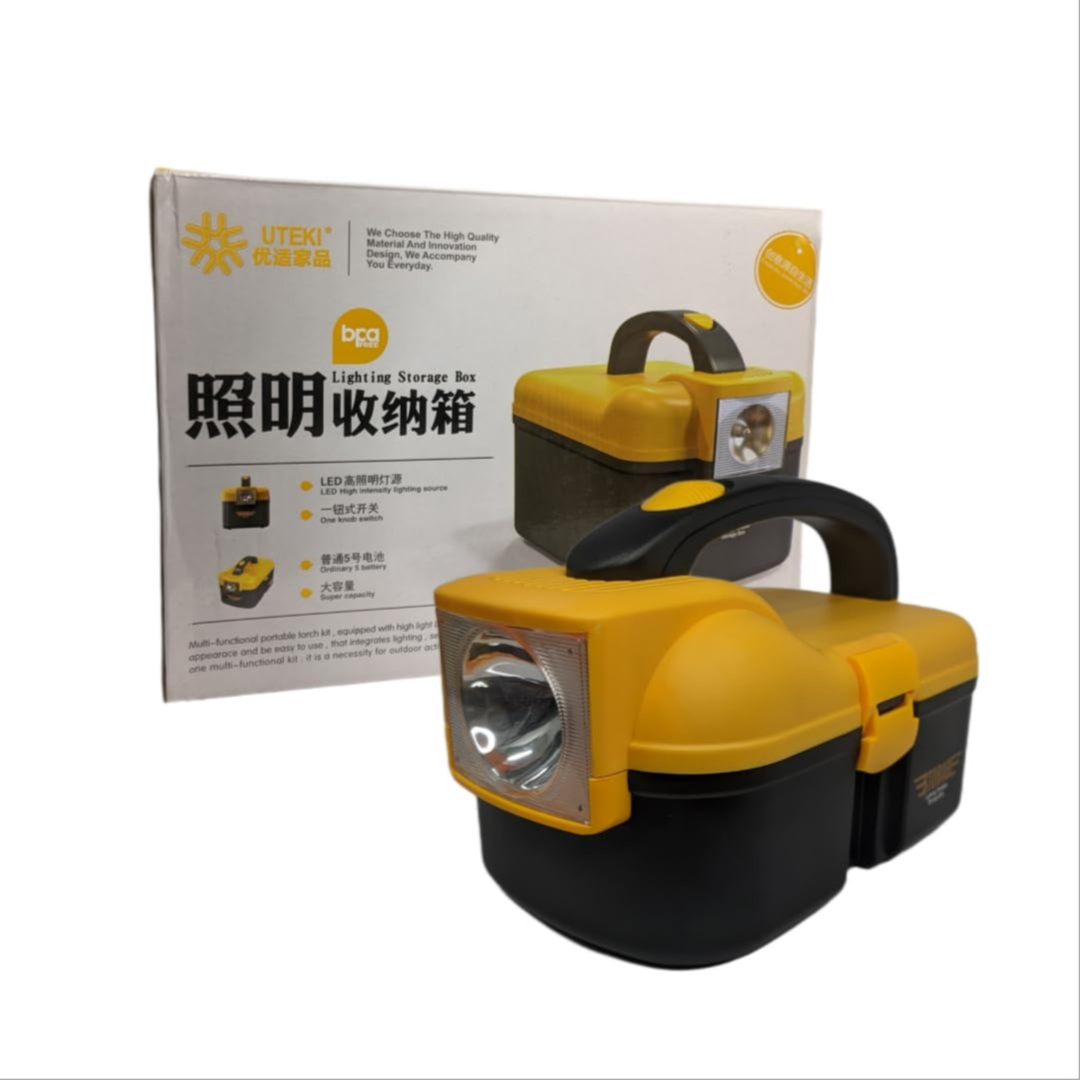 UTEKI Multifunctional Portable Storage & Tool Box with Built-In LED Light and Carry Handle