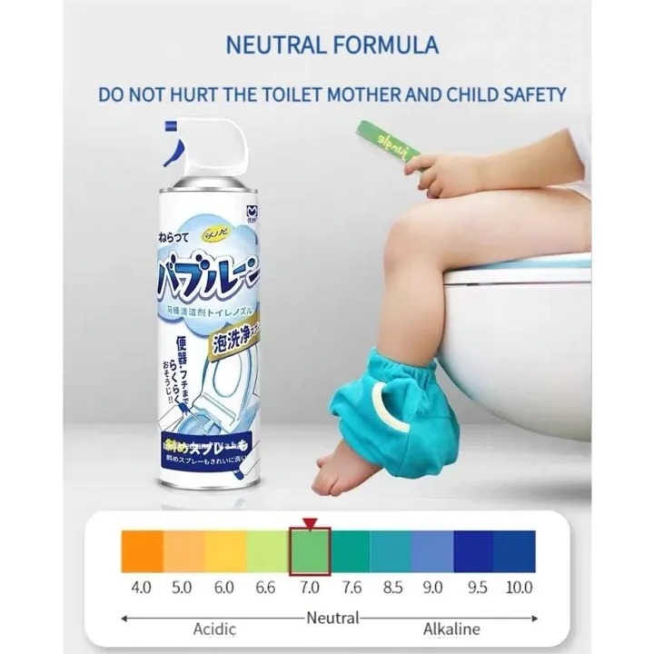 Japan Toilet Bowl Cleaner Spray Bathroom Cleaner Spray Mold Stain Remover 99.9% Anti-Bacterial Foam Spray Toilet Freshen 500ml_img_5
