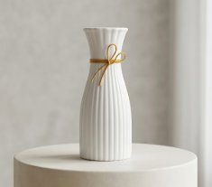 White flower vase