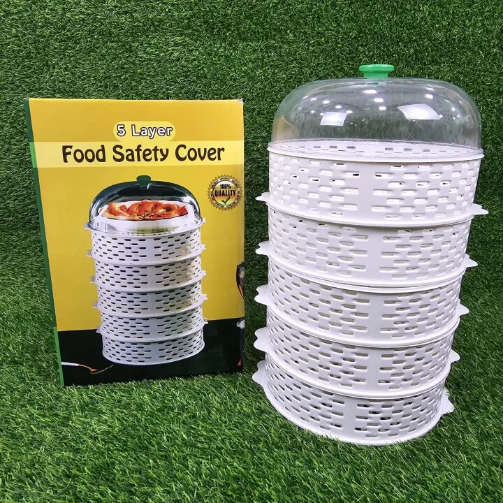 Food Insulation Covers5 Layer Transparent Stackable Dustproof Leftovers Food Storage Box Container Kitchen Organization_img_0