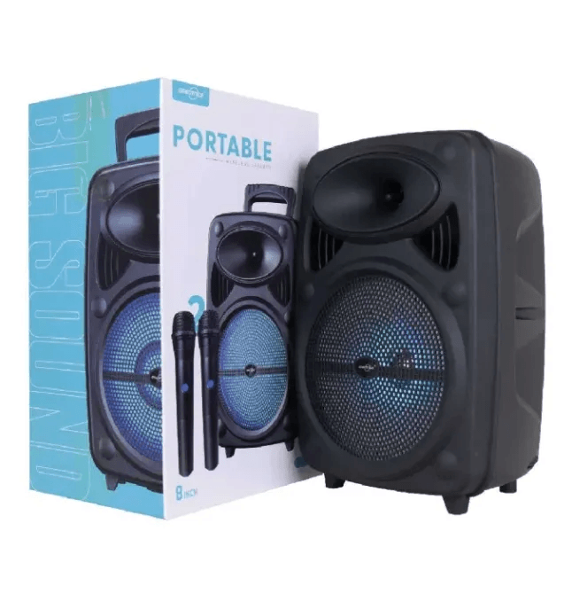 GTS 2385 Portable Rechargeable 8 inch Wireless Speaker With 2 Wireless Microphone Karaoke