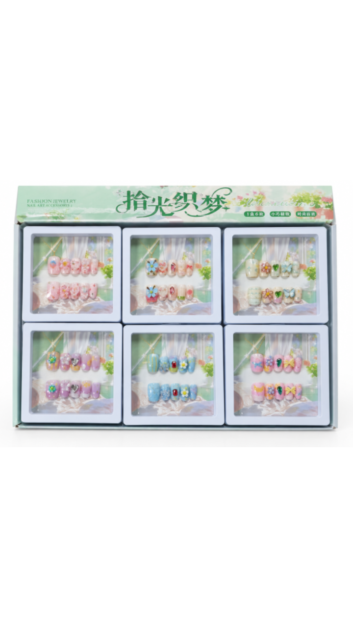 Pink Bow Floral Handmade Press-On Nails (10 Pieces)