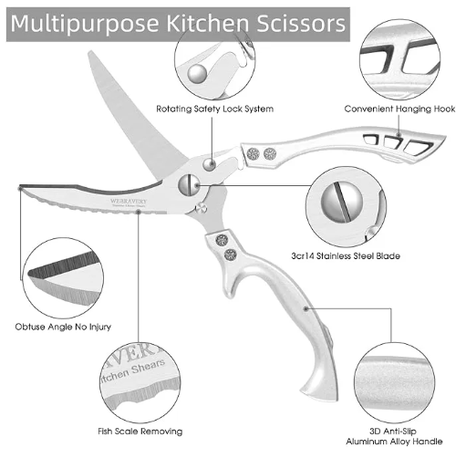 heavy-duty stainless steel chicken bone scissors - Image 2