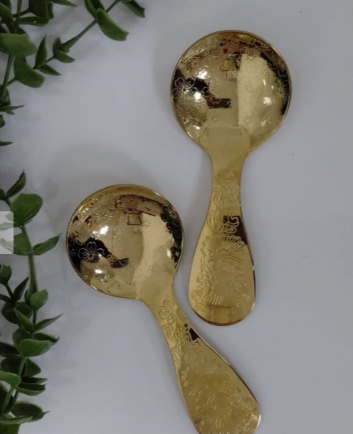 decorative golden dessert and serving spoons - Image 2
