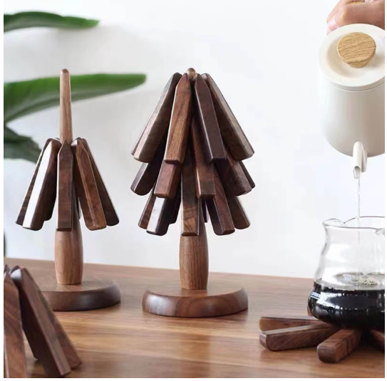 tree-shaped bamboo trivet set - Image 2