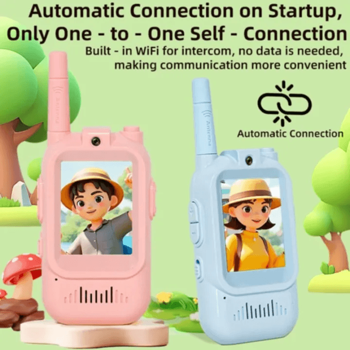 Video W.alkieT.alkies for Kids, Handheld 2 Pack Rechargeable Video Intercom Kids W.alkies T.alkies, Indoor Outdoor Toys for Family Games, Outside, Camping, Hiking for Boys Girls Ages 3-12 (Blue/Pink)