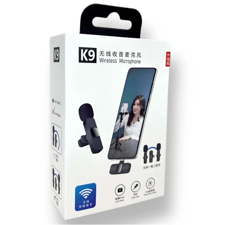 K9 Wireless Dual Microphone Professional Lapel Lavalier Microphone Remove Noise For Type C