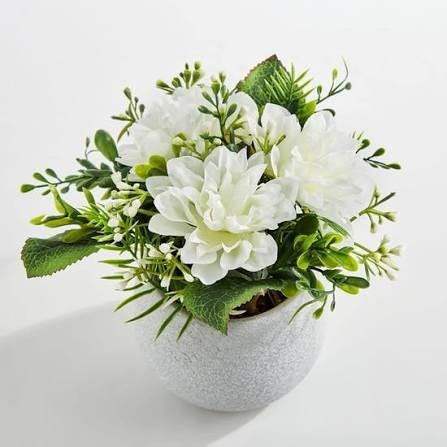 Pastel Dahlia Bush Artificial (5 stems) Cream