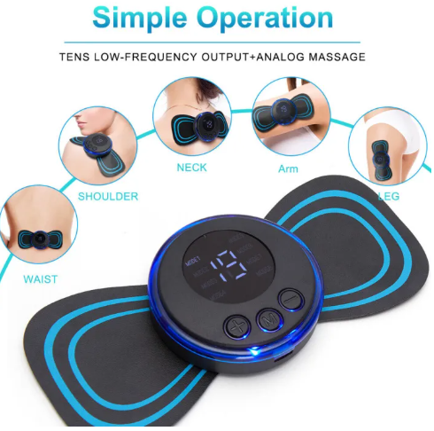 EMS Mini Neck Pulse Massager Electric LCD Display - Image 2