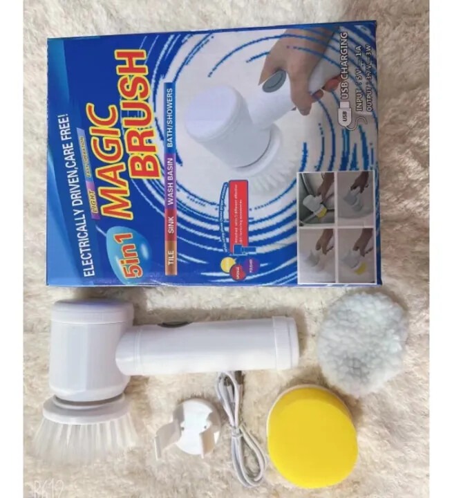 Electric brush magic brush for toilet home magic brush Multifunctional Electric cleaning brush spinner bathroom cleaner electric Cleaning Tools For Bathroom Toile Window Floor And Tub 5 In 1 avatory plates pans tiles handy and comfortable_img_2