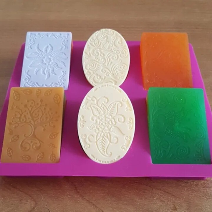 2X Silicone Soap Mold for Soap Making 3D 6 Forms Oval Rectangle Soap Mould Flowers Bathroom Kitchen Soap Mold_img_1