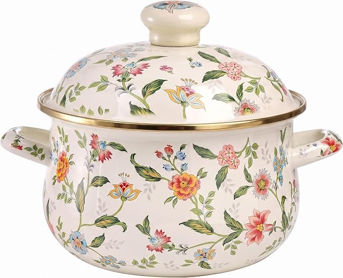 vintage floral-patterned enamel cooking pot_img_0