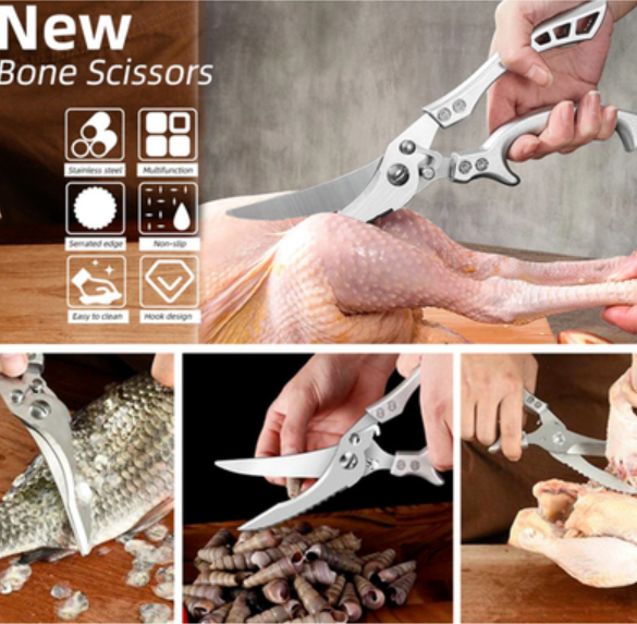 heavy-duty stainless steel chicken bone scissors - Image 3