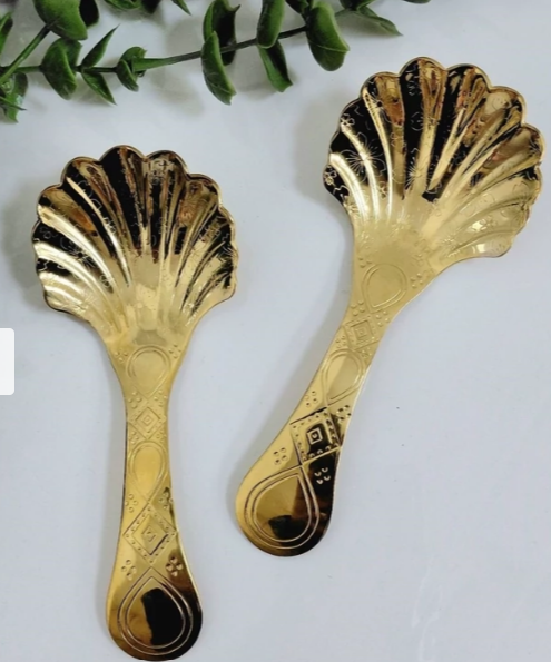 decorative golden dessert and serving spoons - Image 4