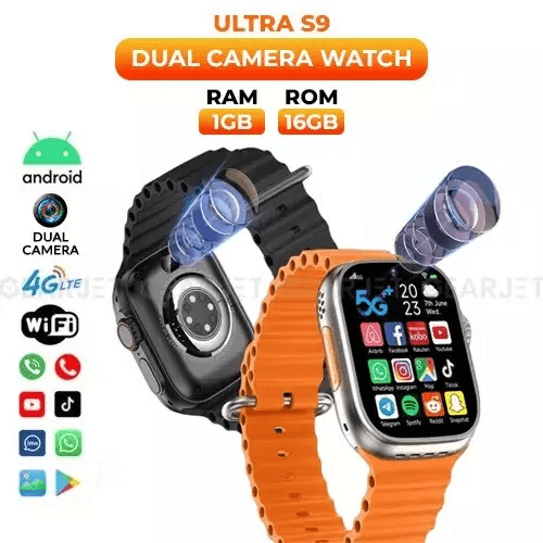 S9 Ultra 5G Video Calling Android Smart Watch 4GB RAM 64GB ROM Dual Camera