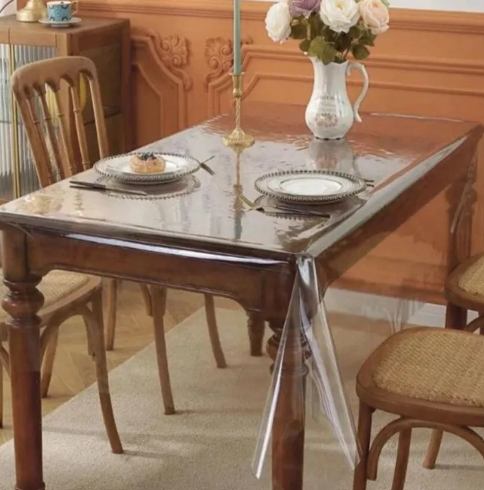 transparent 6-seater waterproof PVC dining table cover - Image 1