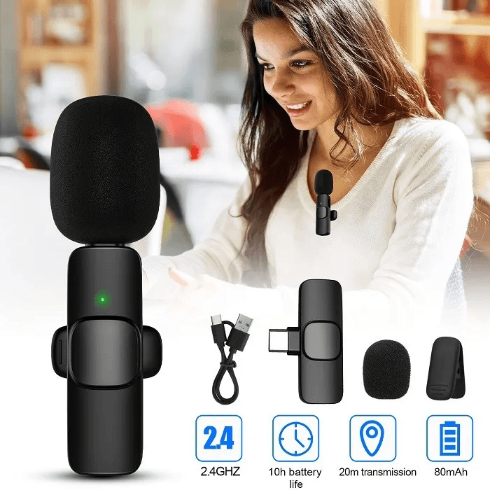 K9 Wireless Dual Microphone Professional Lapel Lavalier Microphone Remove Noise For Type C_img_1