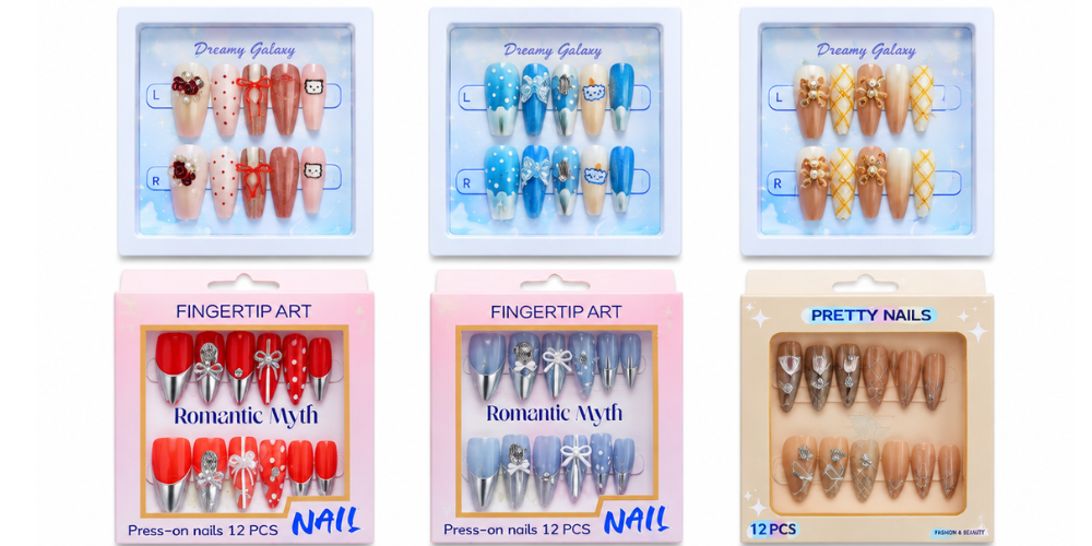 Random color Acrylic Nail Artificial Fingernails Beautiful Luxury False Nails For Girls and Women
