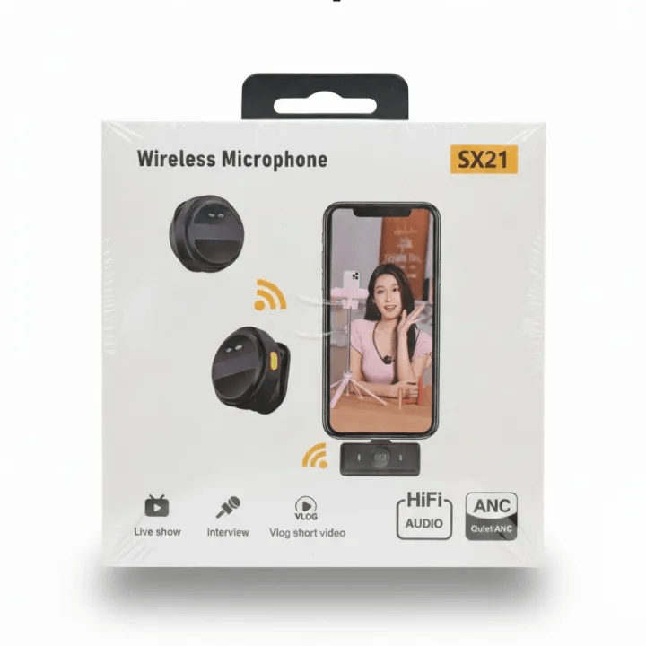 SX21 Magnetic Hanging Neck Wireless Lavalier Microphone - SX21 Type-C Port 2.4G Clip-On Wireless Microphone - Imran Fashion Hut_img_2