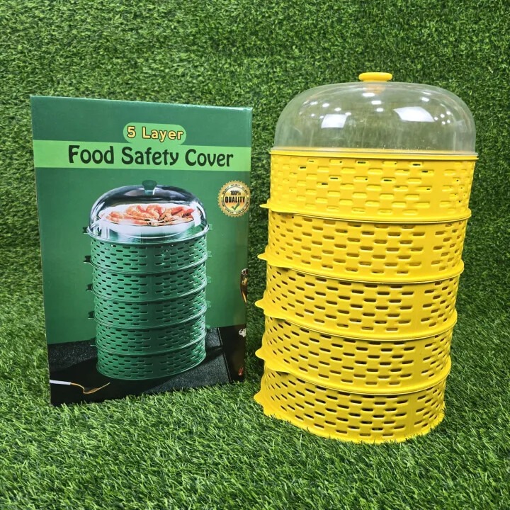 Food Insulation Covers5 Layer Transparent Stackable Dustproof Leftovers Food Storage Box Container Kitchen Organization_img_1
