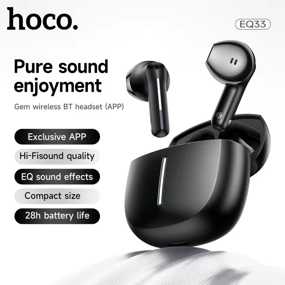 Hoco EQ33 Plus True Wireless ANC+ENC Noise Reduction App Control Bluetooth Earphone(Black)_img_2