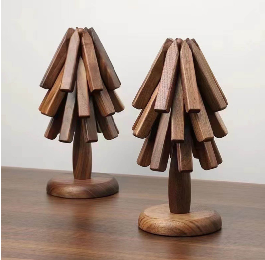 tree-shaped bamboo trivet set - Image 3