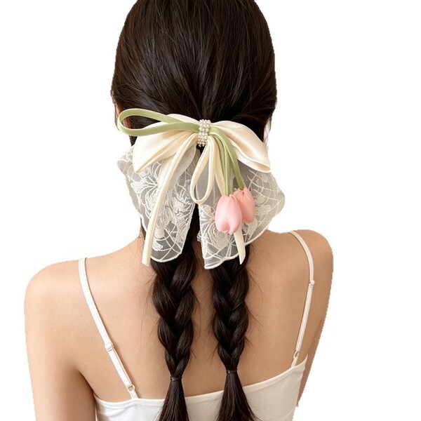 Elegant Floral Hair Bow Clip_img_1