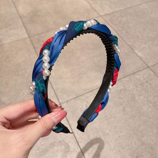 Floral Braided Pearl Headband_img_1