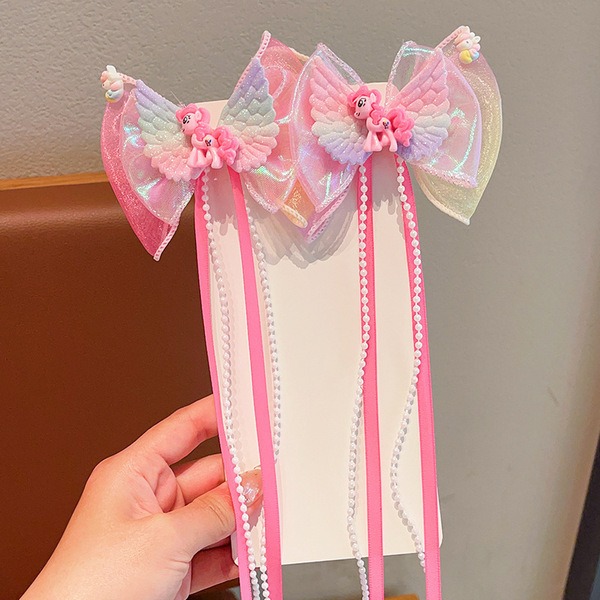 Unicorn Angel Bow Long Ribbon Hair Clip ১ জোড়া_img_1
