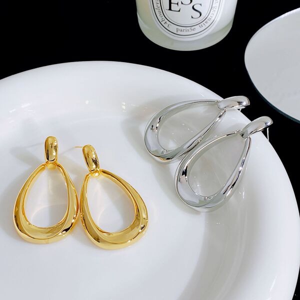 Minimalist Teardrop Hollow Statement Earrings_img_1