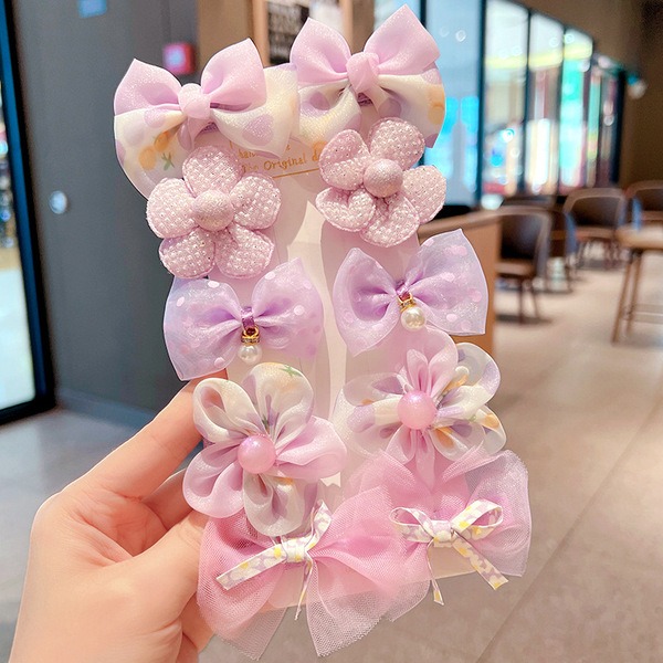 Cute Pink Bow & Flower Hair Clip Set_img_2