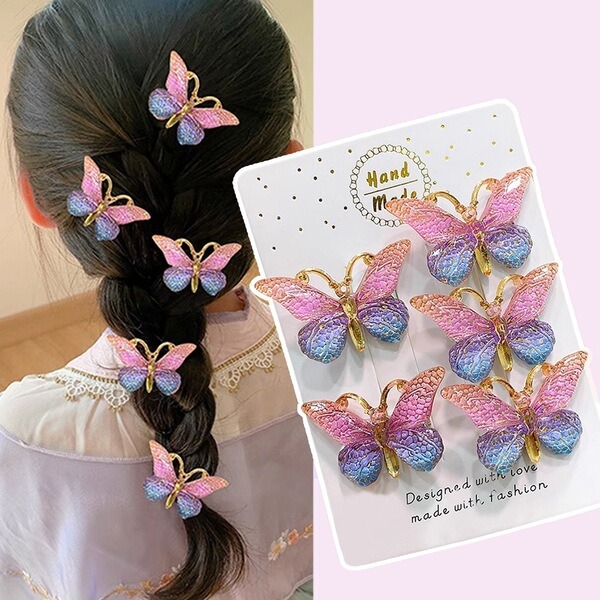 Gradient Butterfly Hair Pins Set 5 colour_img_0