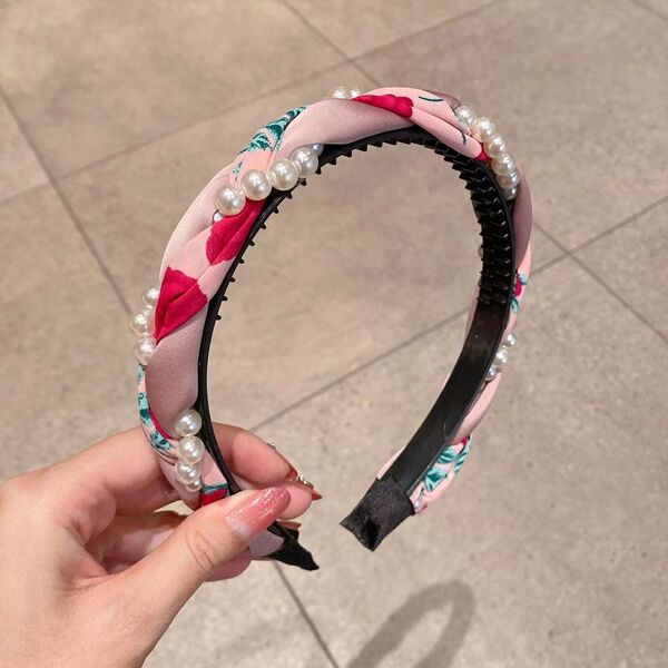 Floral Braided Pearl Headband
